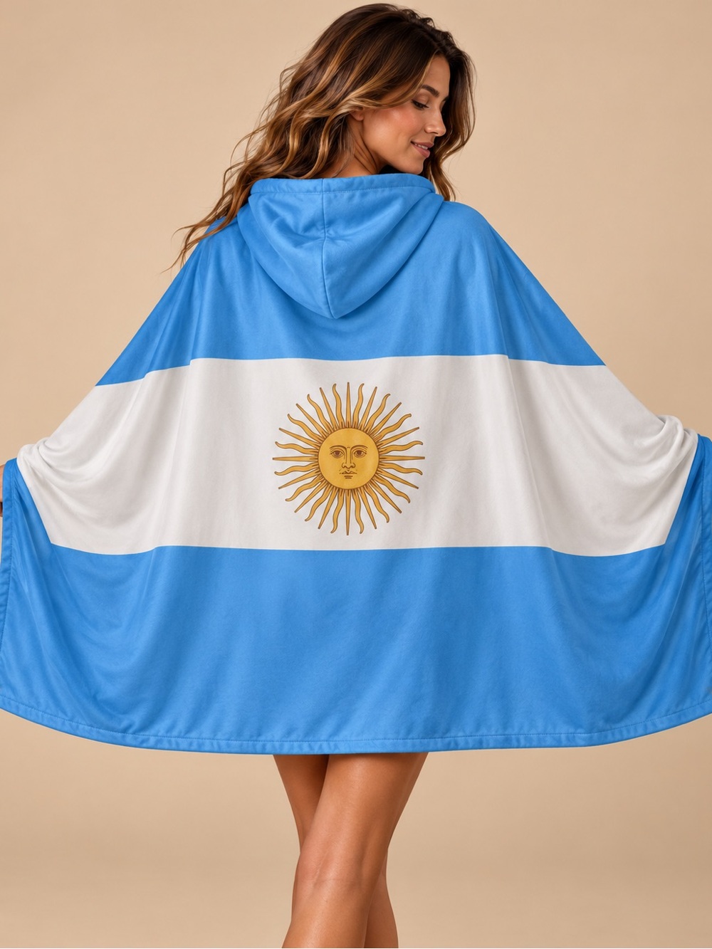 NWT Argentina Hoodie Flag 3x5 Wearable Cape World Cup Soccer Fan